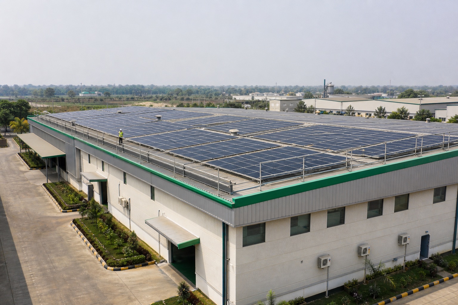 Large commercial rooftop solar installation