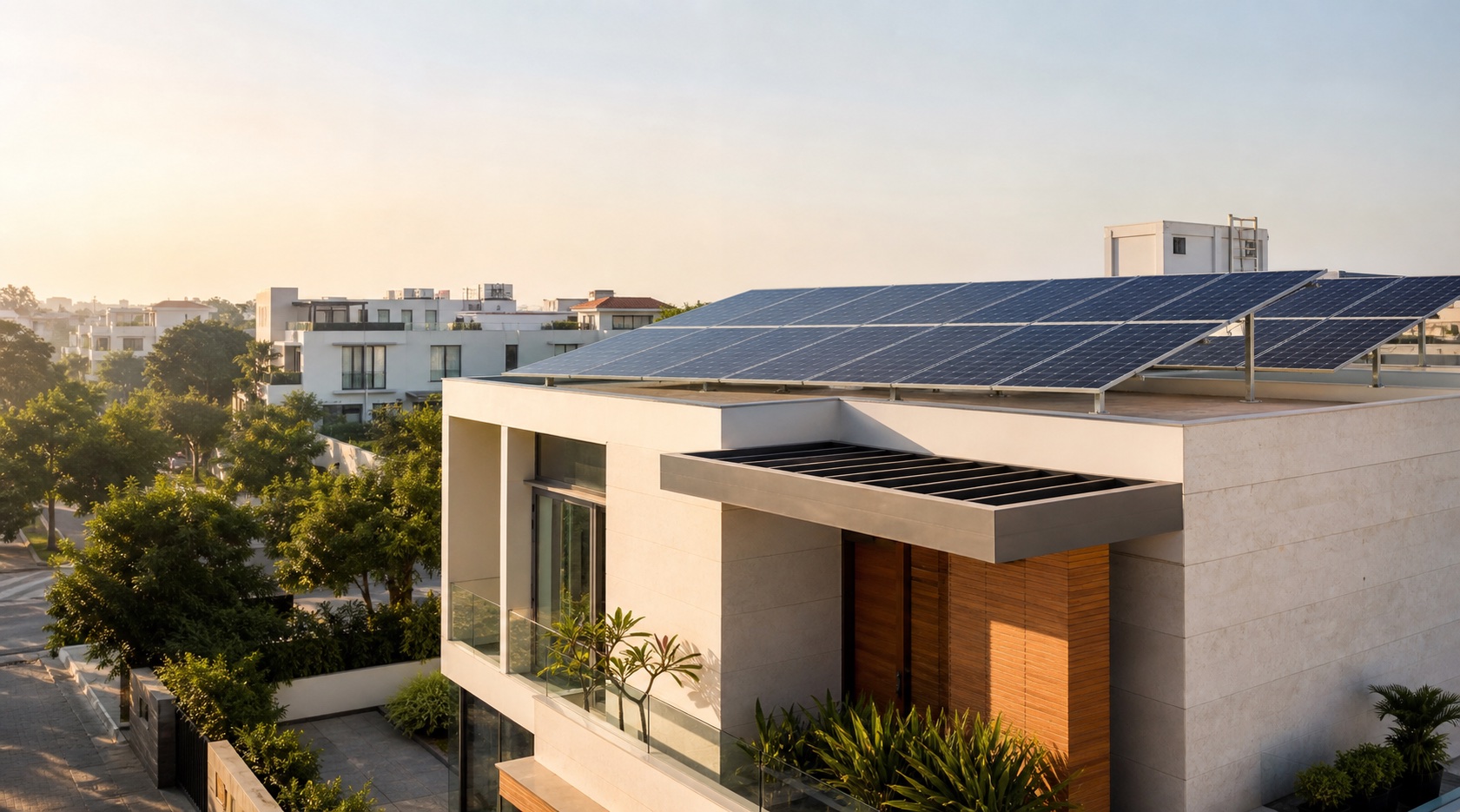 Solar panels installed on an Indian home